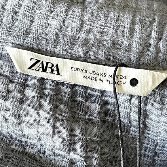 Zara Cotton Button Down Tunic Dress | Relaxed Fit Weekend Style | Blue | XS/S - Picture 11 of 13